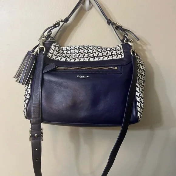 Coach Cream and Blue Shoulder Bag
